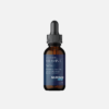 A standalone product shot of Nurovia Skin Vitamin C Face Serum in a sleek amber dropper bottle with a dark blue label, centered horizontally against a solid, light gray background.