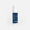 A standalone product shot of Nurovia Skin 10% Niacinamide Face Serum in a sleek white bottle with a dark blue label, centered horizontally against a solid, light gray background.